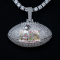 GLD PROMO - WOMEN Super Bowl LIX Official NFL Football Pendant in White Gold