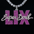 GLD PROMO - WOMEN Super Bowl LIX Official NFL Pink Wordmark Pendant in White Gold