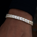 GLD Women Iced Herringbone Bracelet in Yellow Gold- 7mm