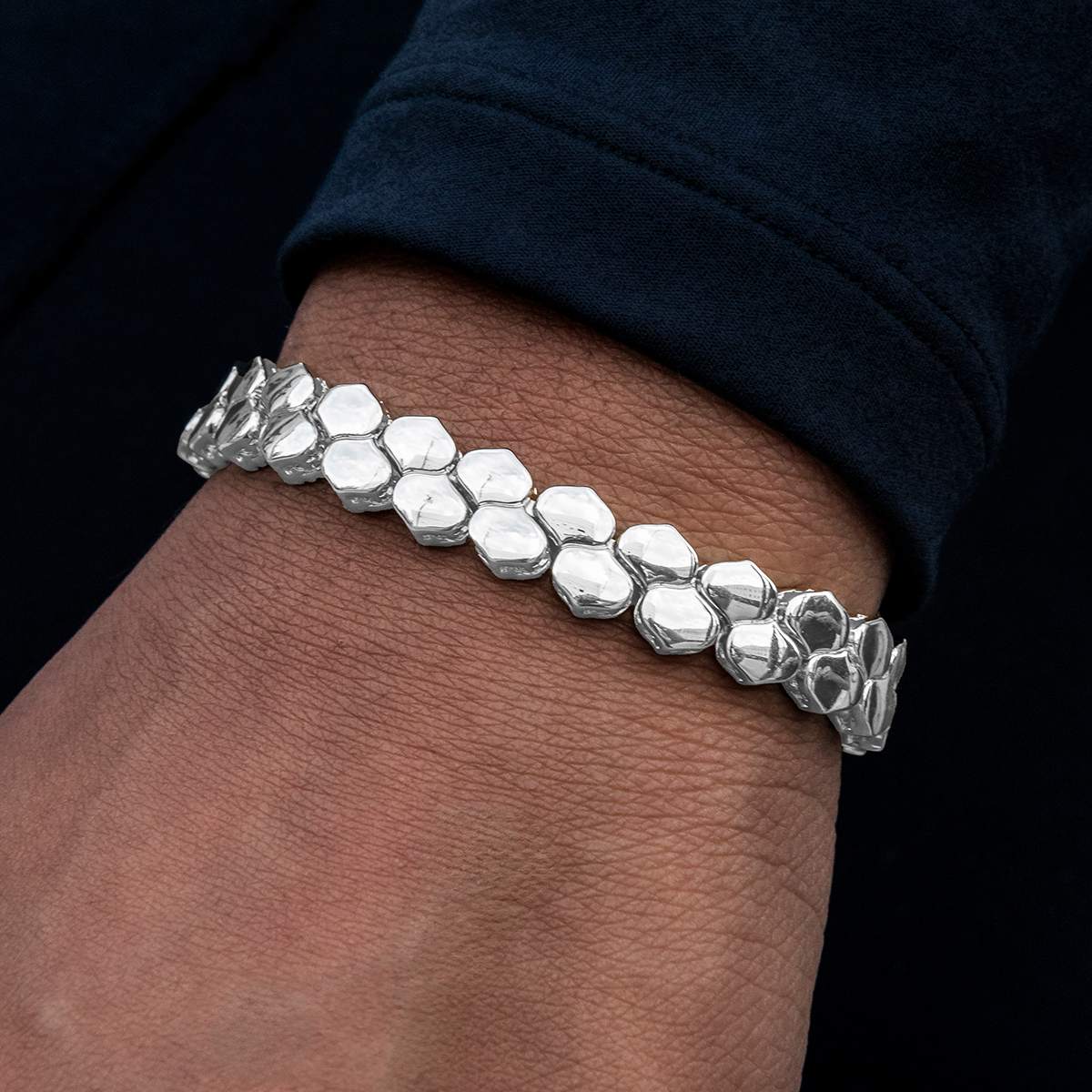 GLD PROMO - WOMEN Flat Snake Link Bracelet in White Gold-4mm