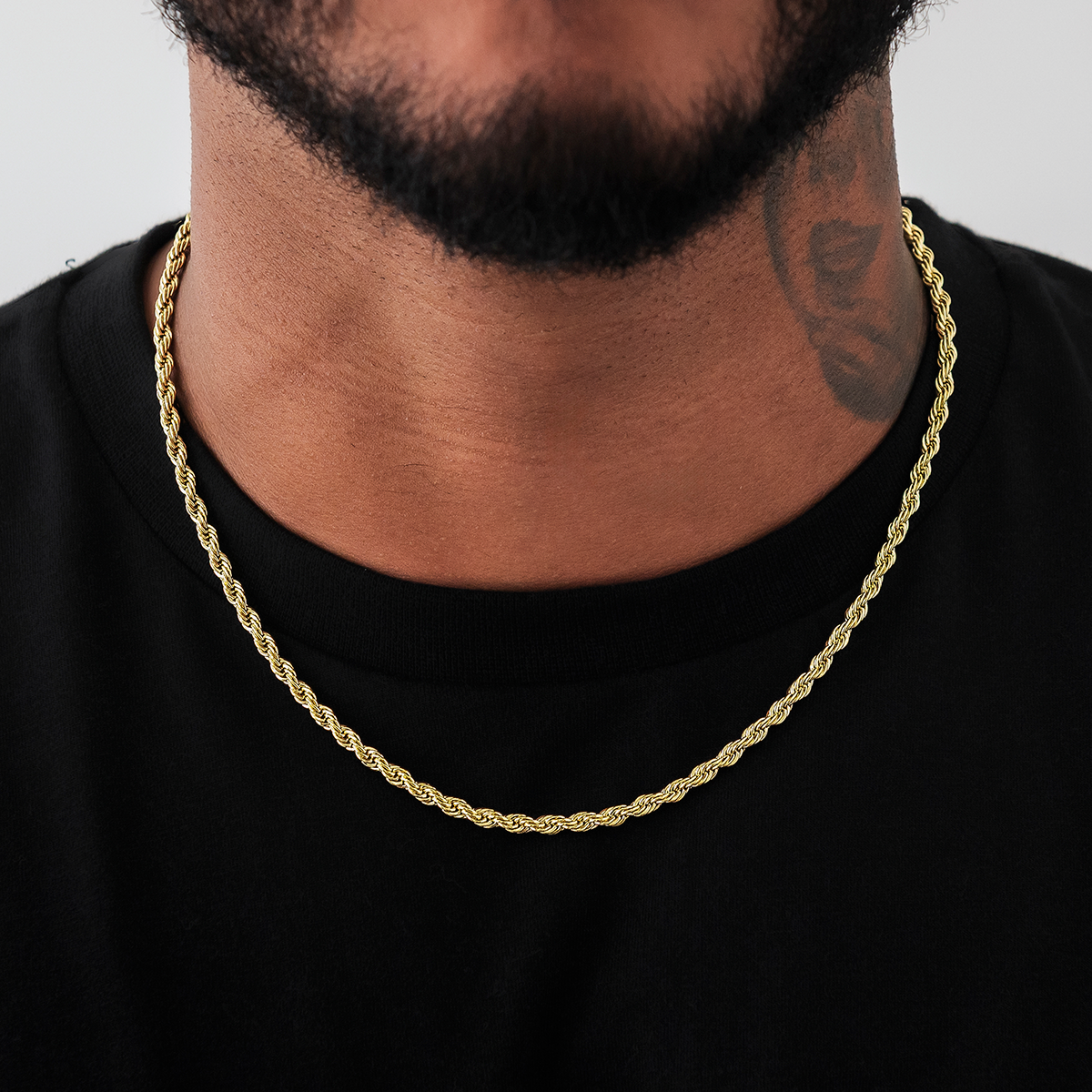 GLD Men Rope Chain in Yellow Gold- 4mm