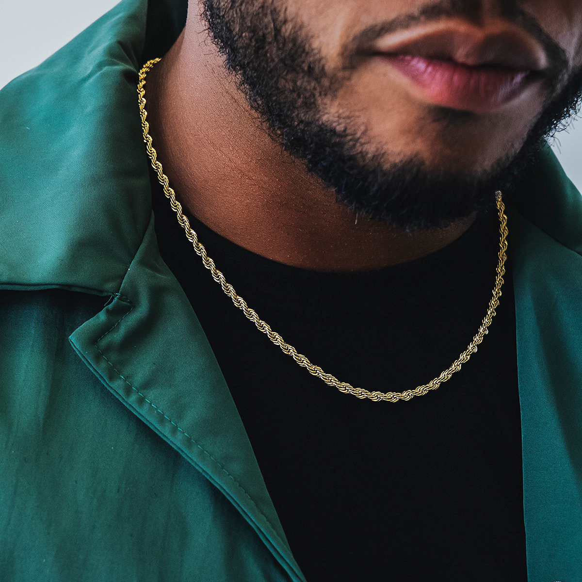 GLD Men Rope Chain in Yellow Gold- 4mm