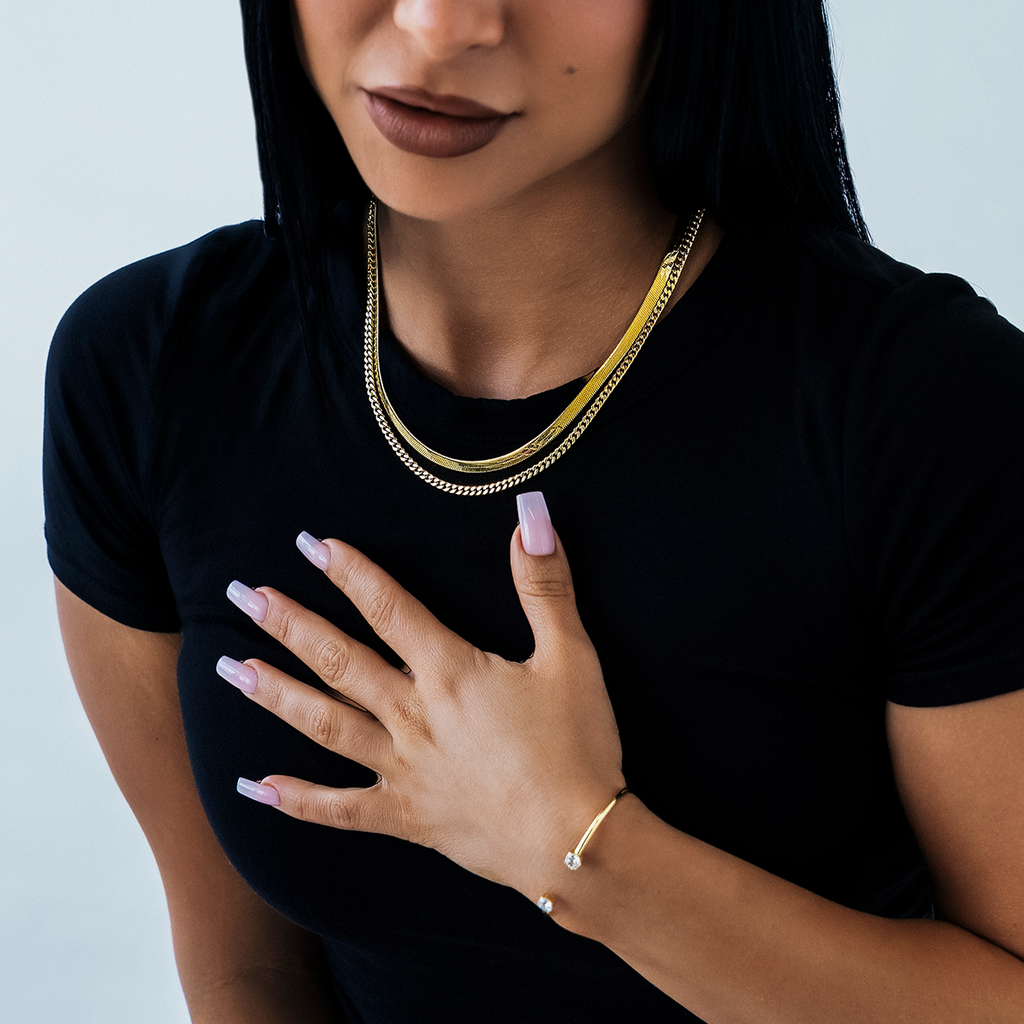 GLD Women 3MM Micro Cuban Necklace in Yellow Gold