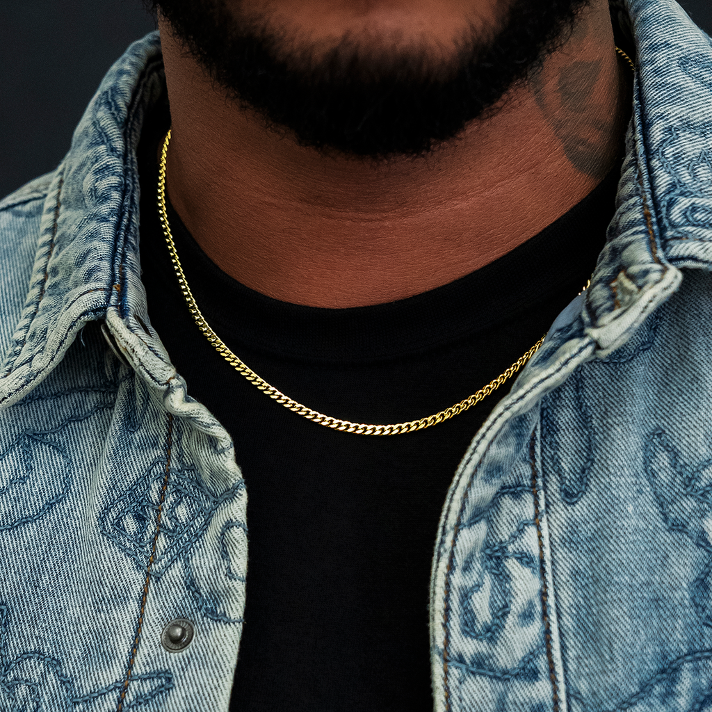 GLD Men Micro Cuban Chain in Yellow Gold- 3mm