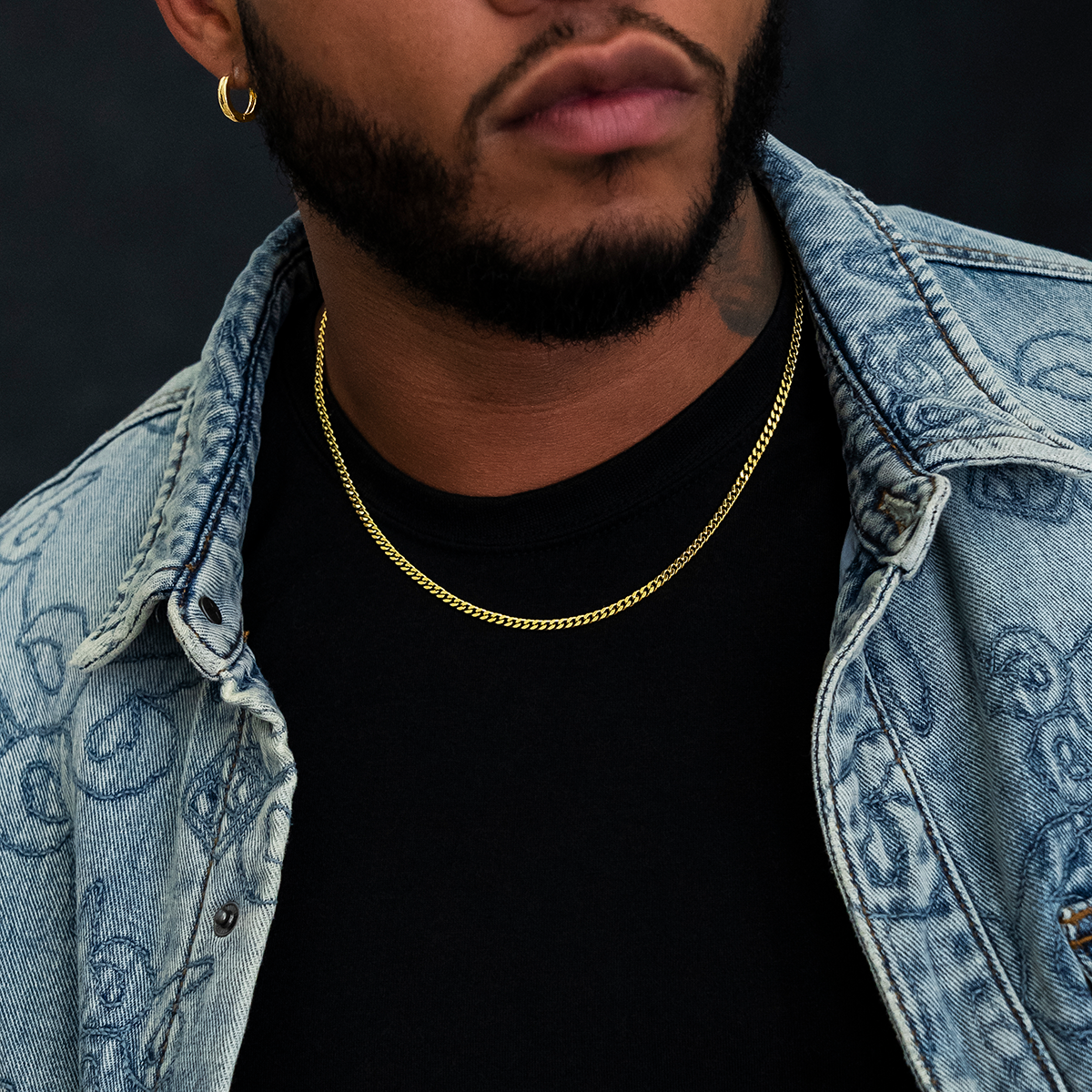 GLD Men Micro Cuban Chain in Yellow Gold- 3mm