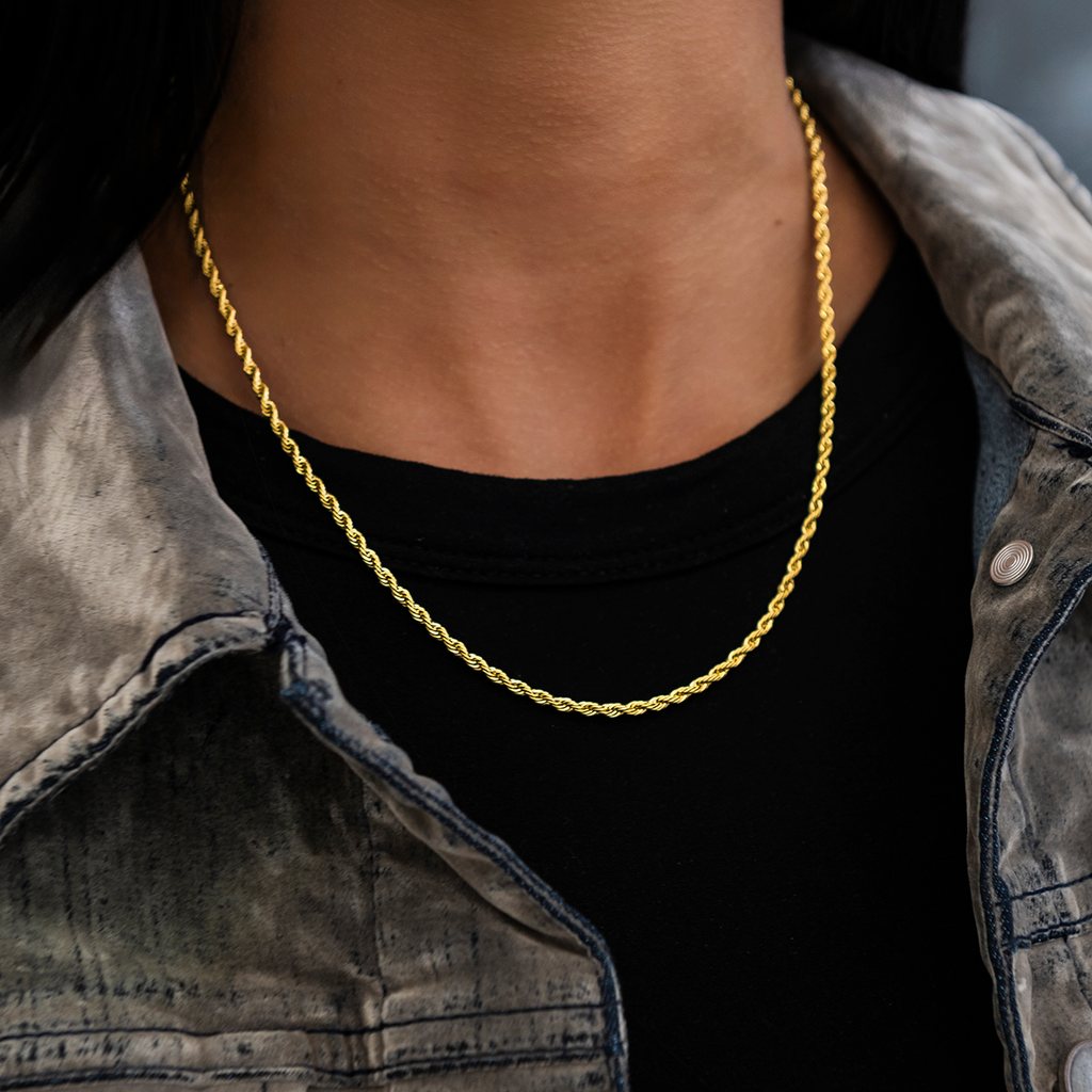 GLD Women Rope Necklace in Yellow Gold - 2mm