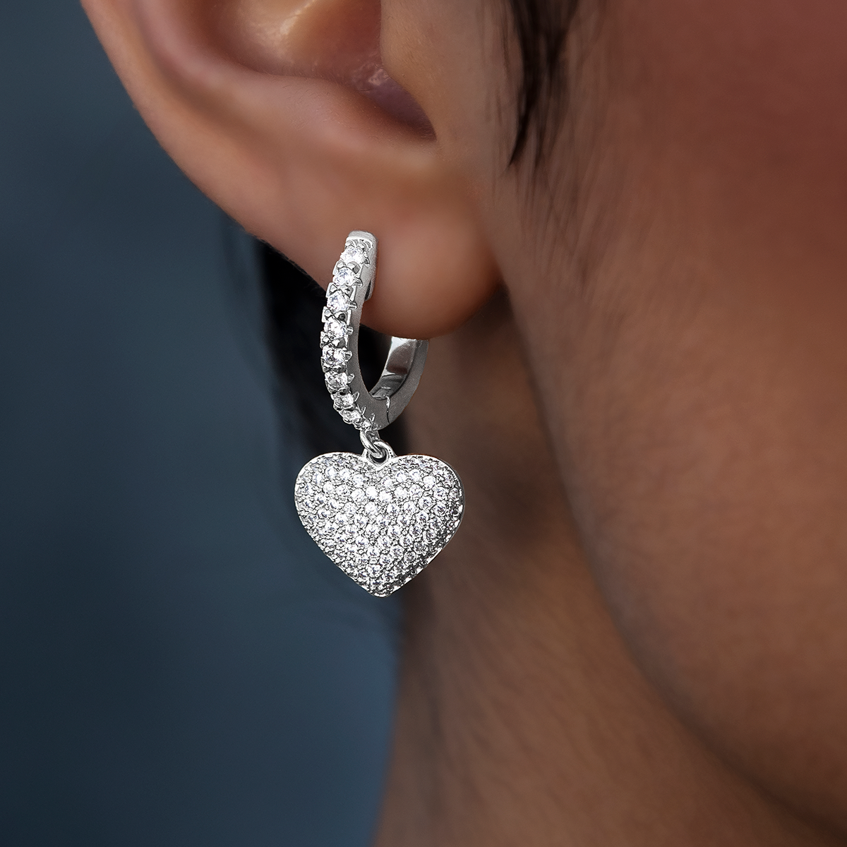 GLD Women GLD Pave Heart Hoop Earrings in White Gold