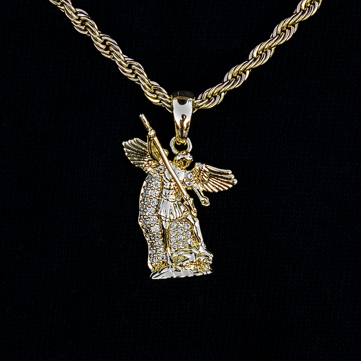 GLD Women Micro Saint Michael Pendant in Yellow Gold