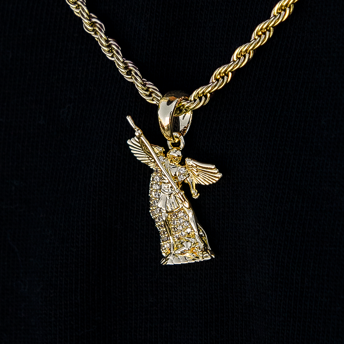 GLD Women Micro Saint Michael Pendant in Yellow Gold