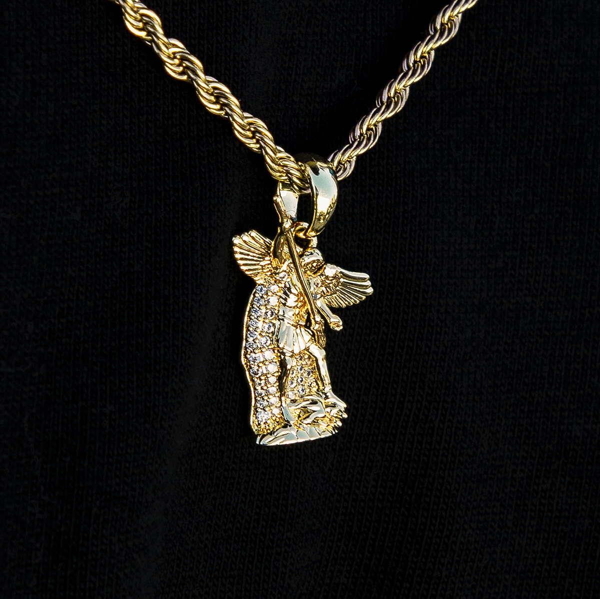 GLD Women Micro Saint Michael Pendant in Yellow Gold