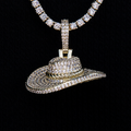 GLD PROMO Iced Cowboy Hat Pendant - Yellow Gold