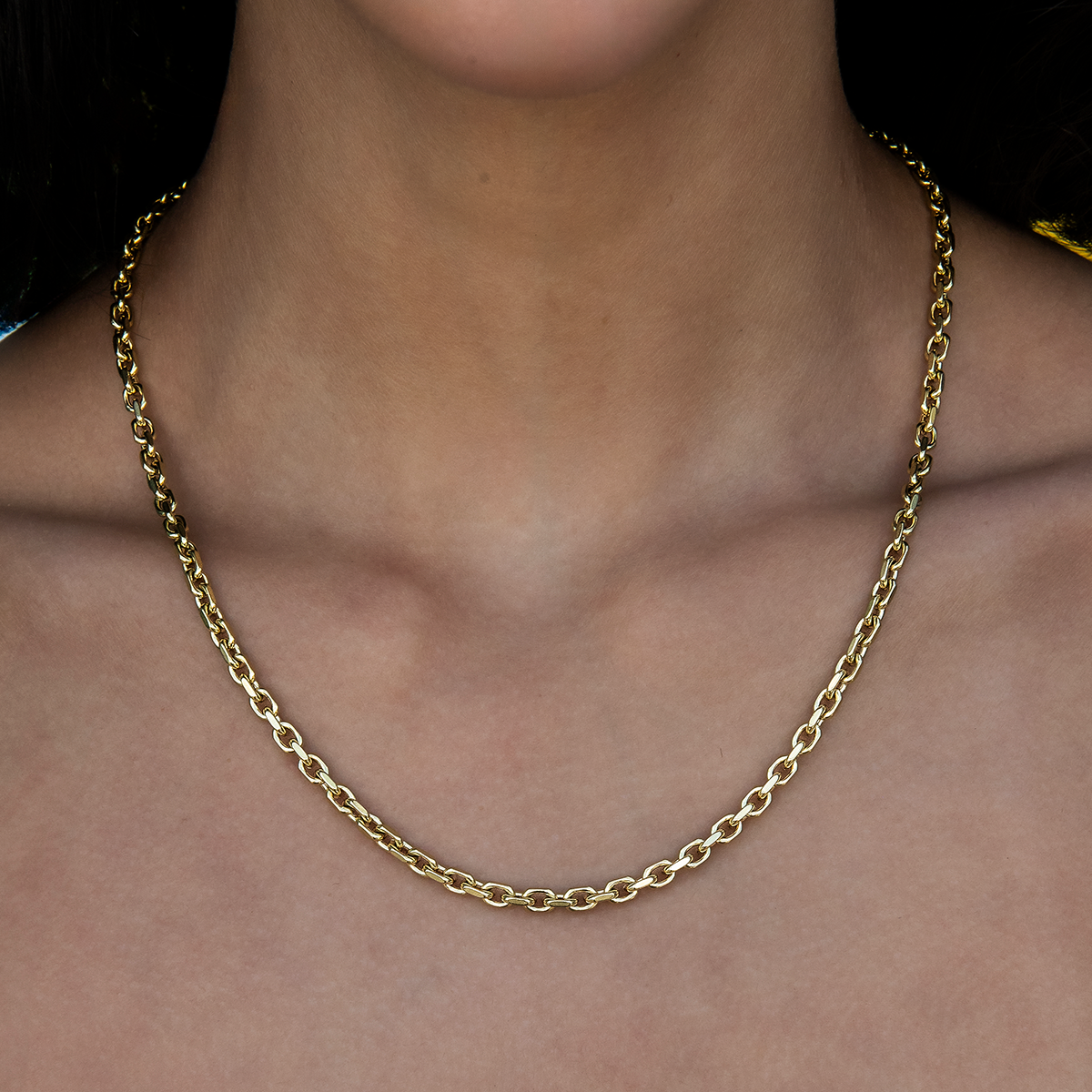 GLD PROMO - WOMEN 3.6mm Open Box Chain Necklace - Yellow Gold