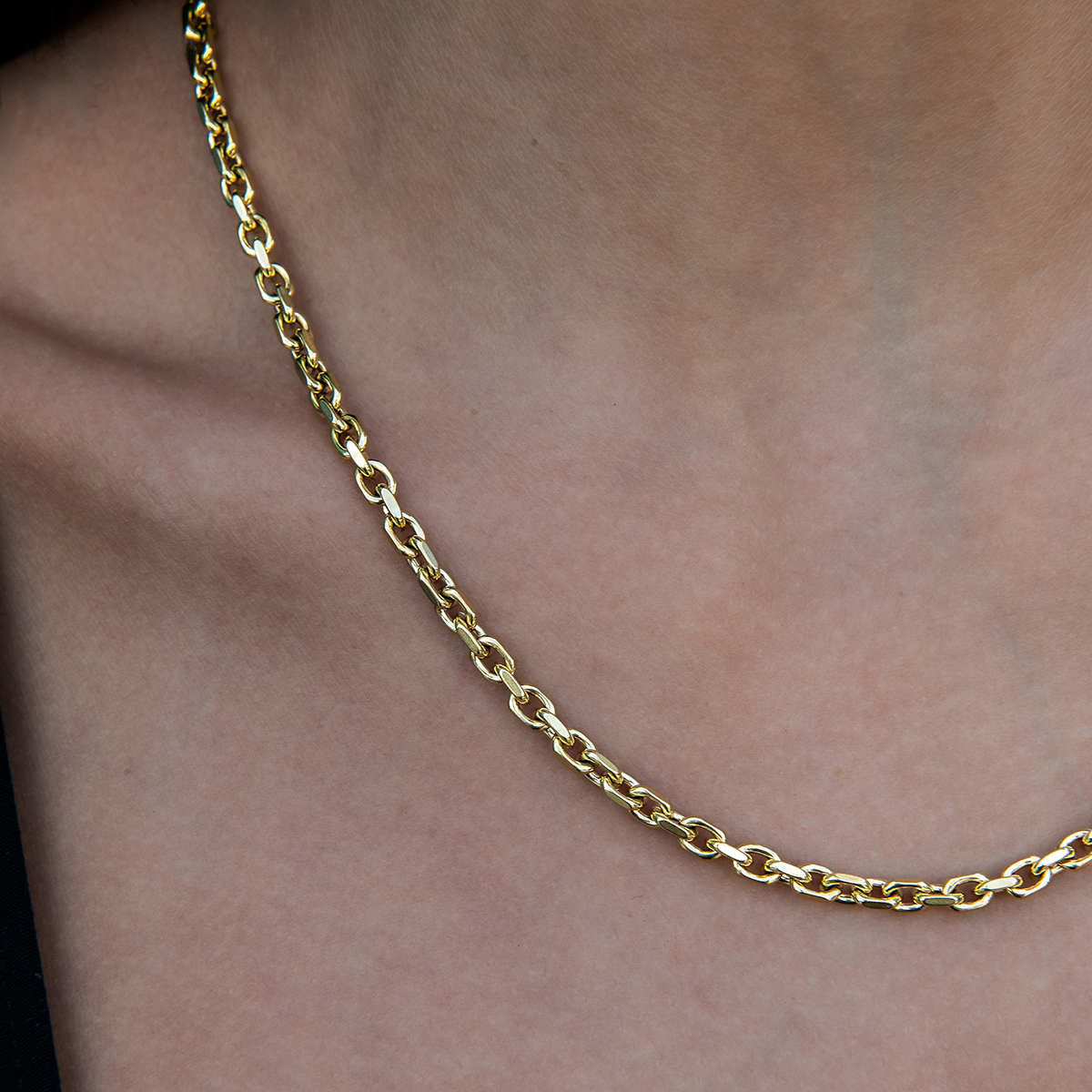GLD PROMO - WOMEN 3.6mm Open Box Chain Necklace - Yellow Gold