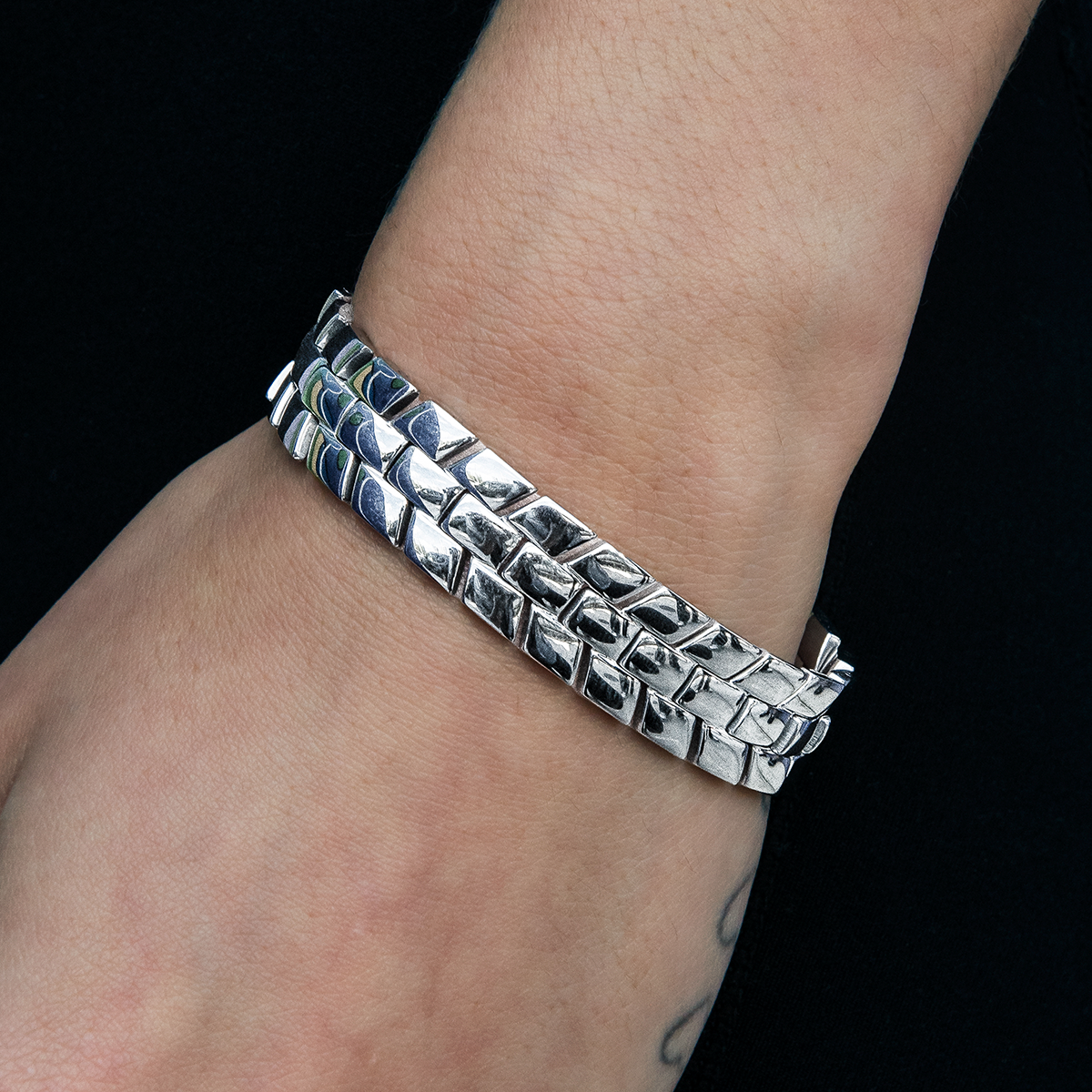 GLD Women 12MM Spine Chain Bracelet - White Gold