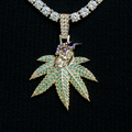 GLD Men Smoking Skull Leaf Pendant - Yellow Gold
