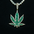 GLD Women Large Emerald Weed Leaf Pendant - Yellow Gold