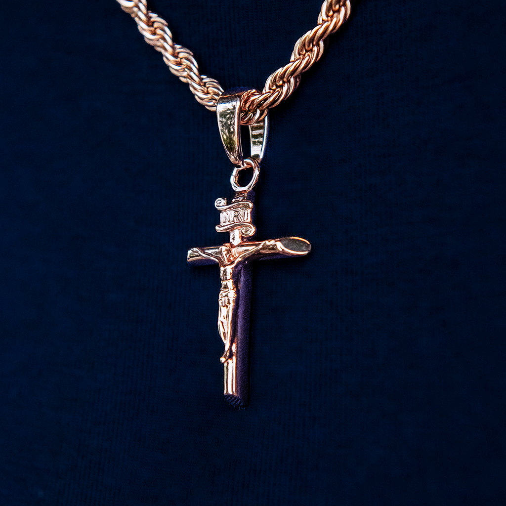 GLD PROMO Crucifix Cross Pendant in Rose Gold