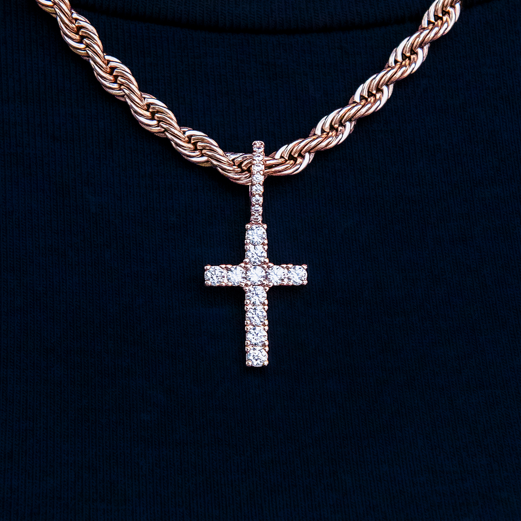 GLD PROMO - WOMEN Micro Diamond Cross Pendant - Rose Gold