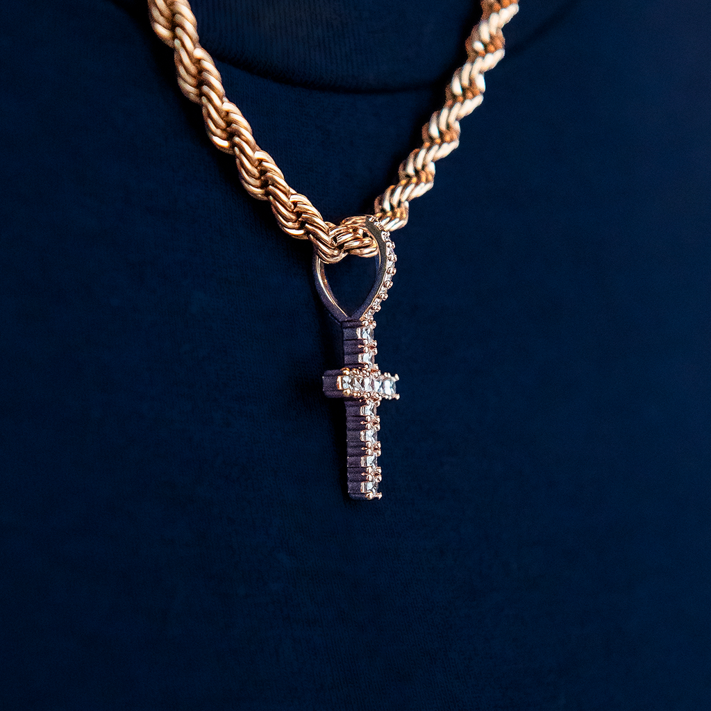 GLD PROMO - WOMEN Micro Diamond Cross Pendant - Rose Gold