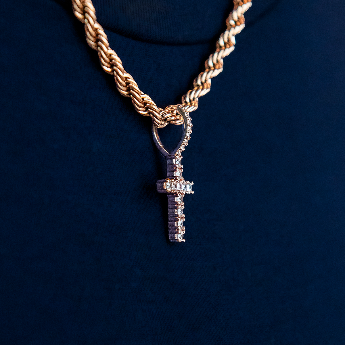 GLD PROMO - WOMEN Micro Diamond Cross Pendant - Rose Gold