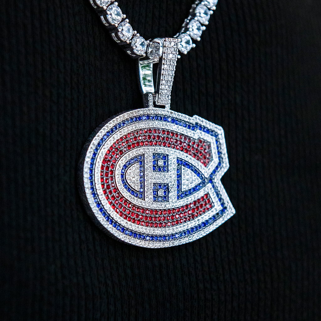 GLD Men Montreal Canadiens Official NHL Logo Pendant - White Gold