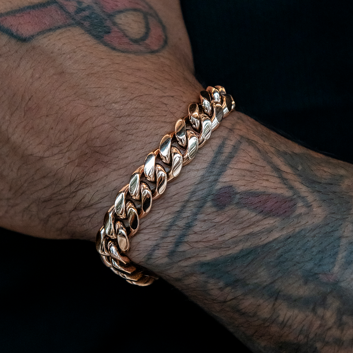 GLD Men GLD Signature Cuban Link Bracelet in Rose Gold - 12mm