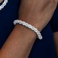 GLD Women Diamond Rope Chain Bracelet in White Gold- 7mm