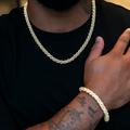 GLD Men Diamond Rope Chain + Bracelet Bundle in Yellow Gold- 7mm