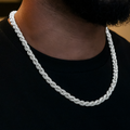 GLD Men Diamond Rope Chain in White Gold- 7mm