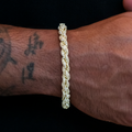 GLD Men Diamond Rope Chain Bracelet in Yellow Gold- 7mm