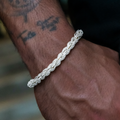 GLD Men Diamond Rope Chain Bracelet in White Gold- 7mm