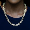 GLD Women Diamond Box Link Necklace in Yellow Gold- 9mm