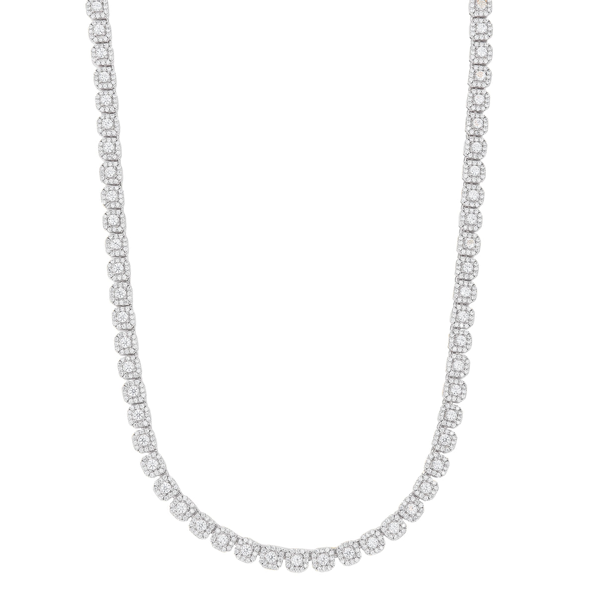 GLD Women Women's 6MM Clustered Moissanite Tennis Necklace in White Gold Vermeil
