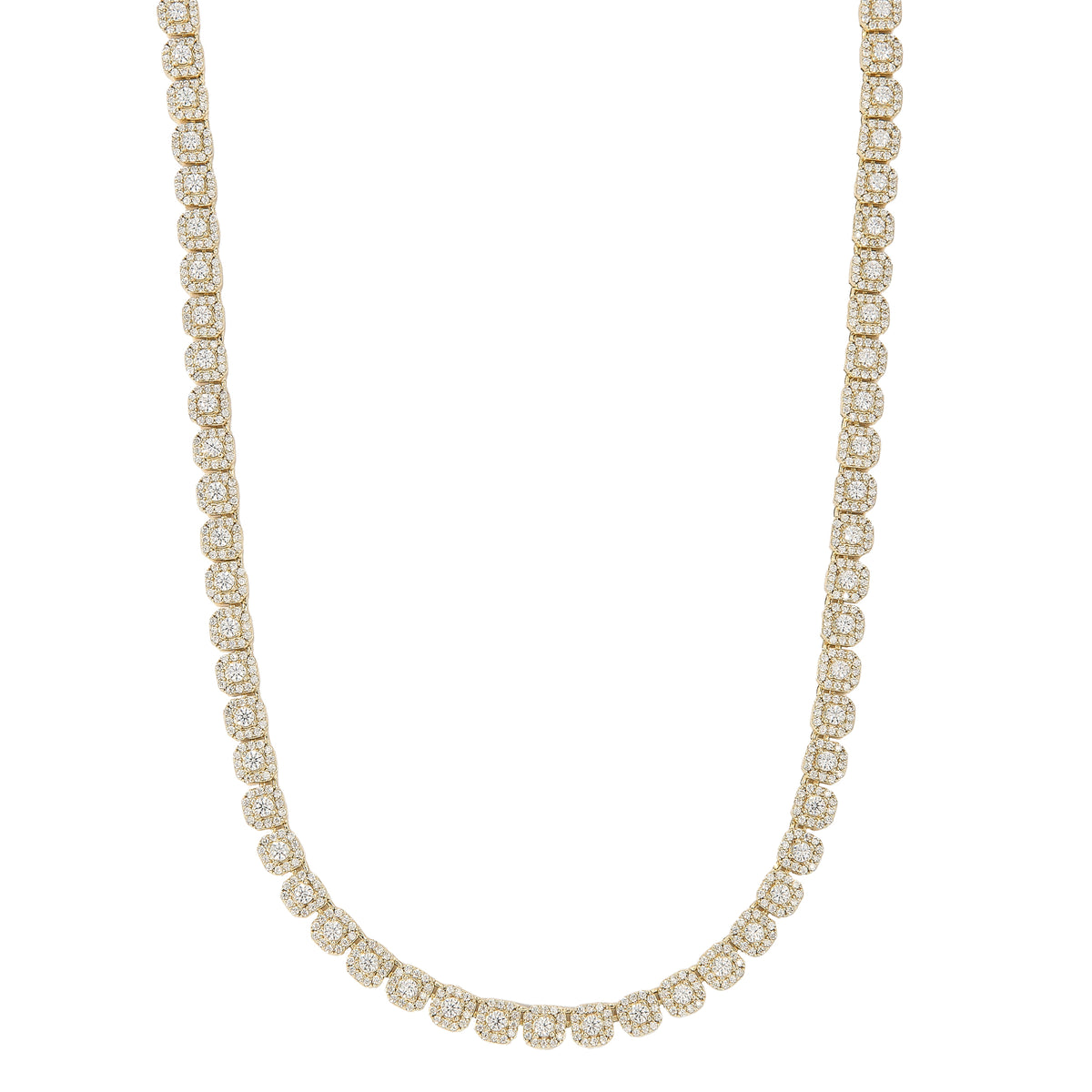 GLD Women Women's 6MM Clustered Moissanite Tennis Necklace in Yellow Gold Vermeil