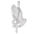 GLD Men Men's Moissanite Praying Hands Pendant in White Gold Vermeil