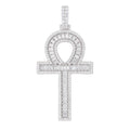 GLD Men Men's Moissanite Ankh Cross Pendant in White Gold Vermeil