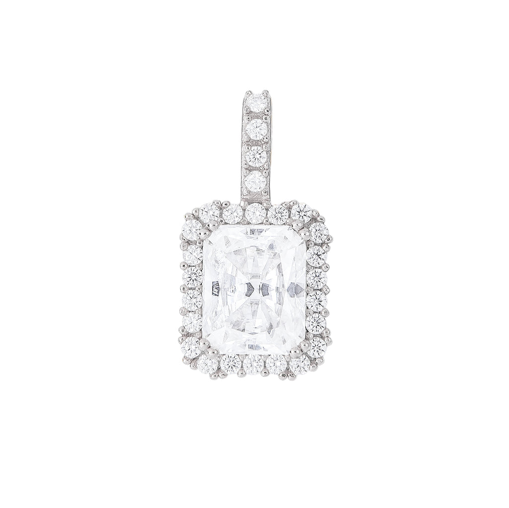 GLD Men Moissanite Micro Diamond Stone Pendant in Sterling Silver
