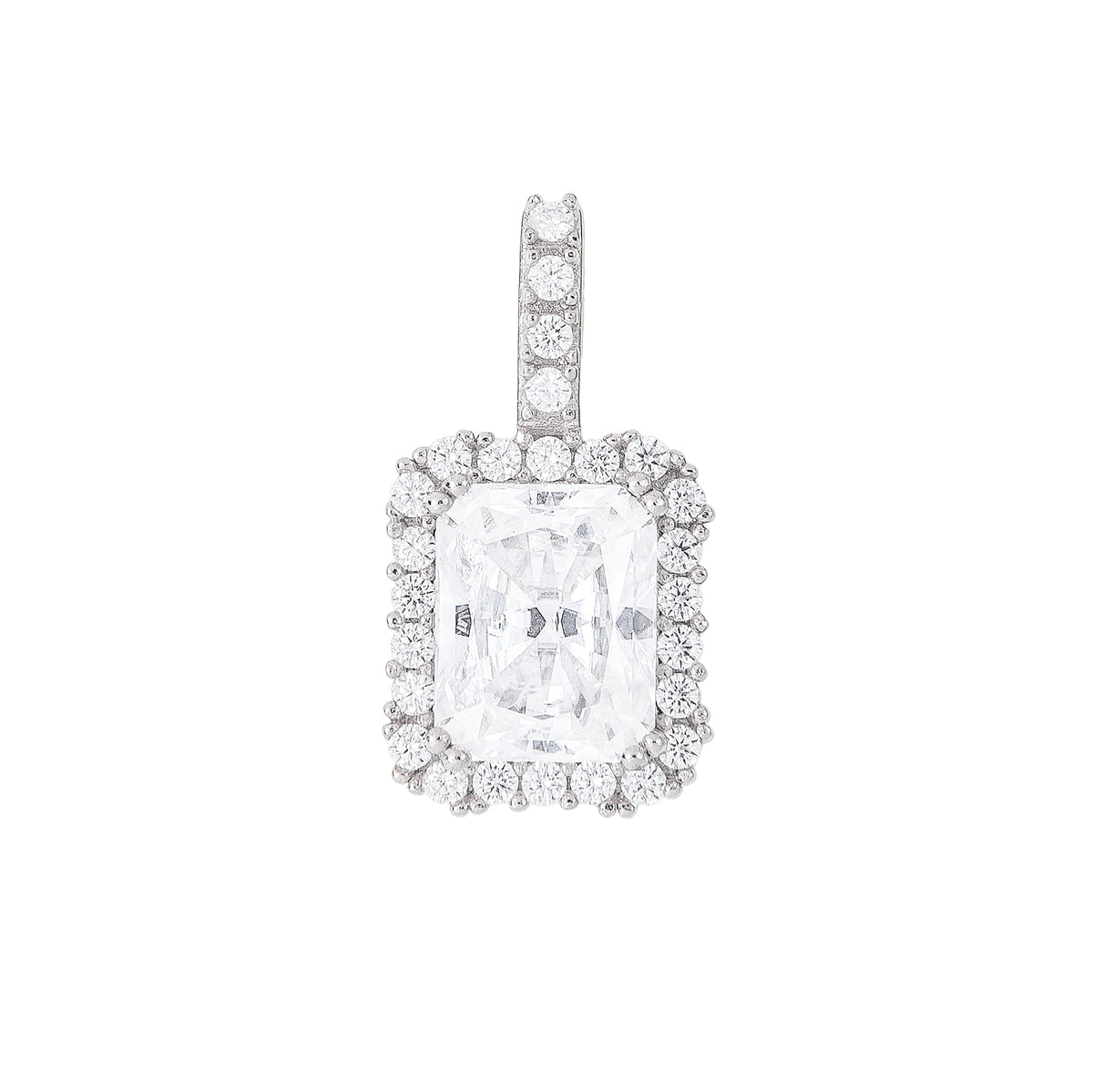 GLD Men Moissanite Micro Diamond Stone Pendant in Sterling Silver