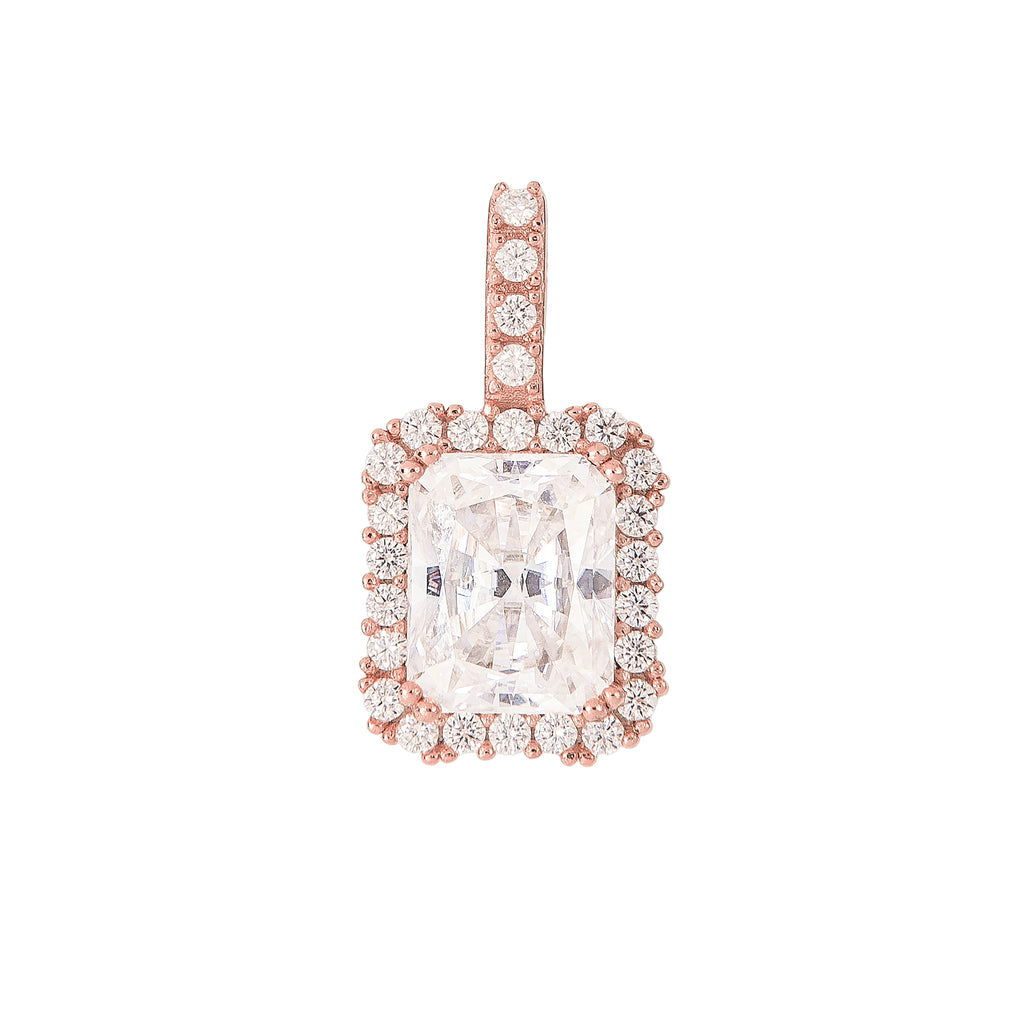 GLD Women Women's Moissanite Micro Diamond Stone Pendant in Rose Gold Vermeil