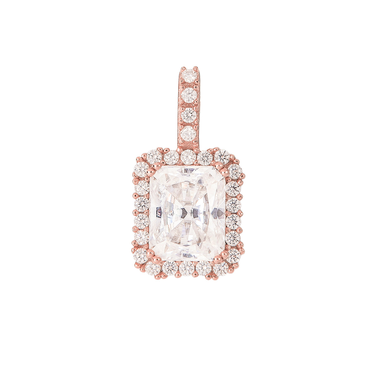 GLD Women Women's Moissanite Micro Diamond Stone Pendant in Rose Gold Vermeil