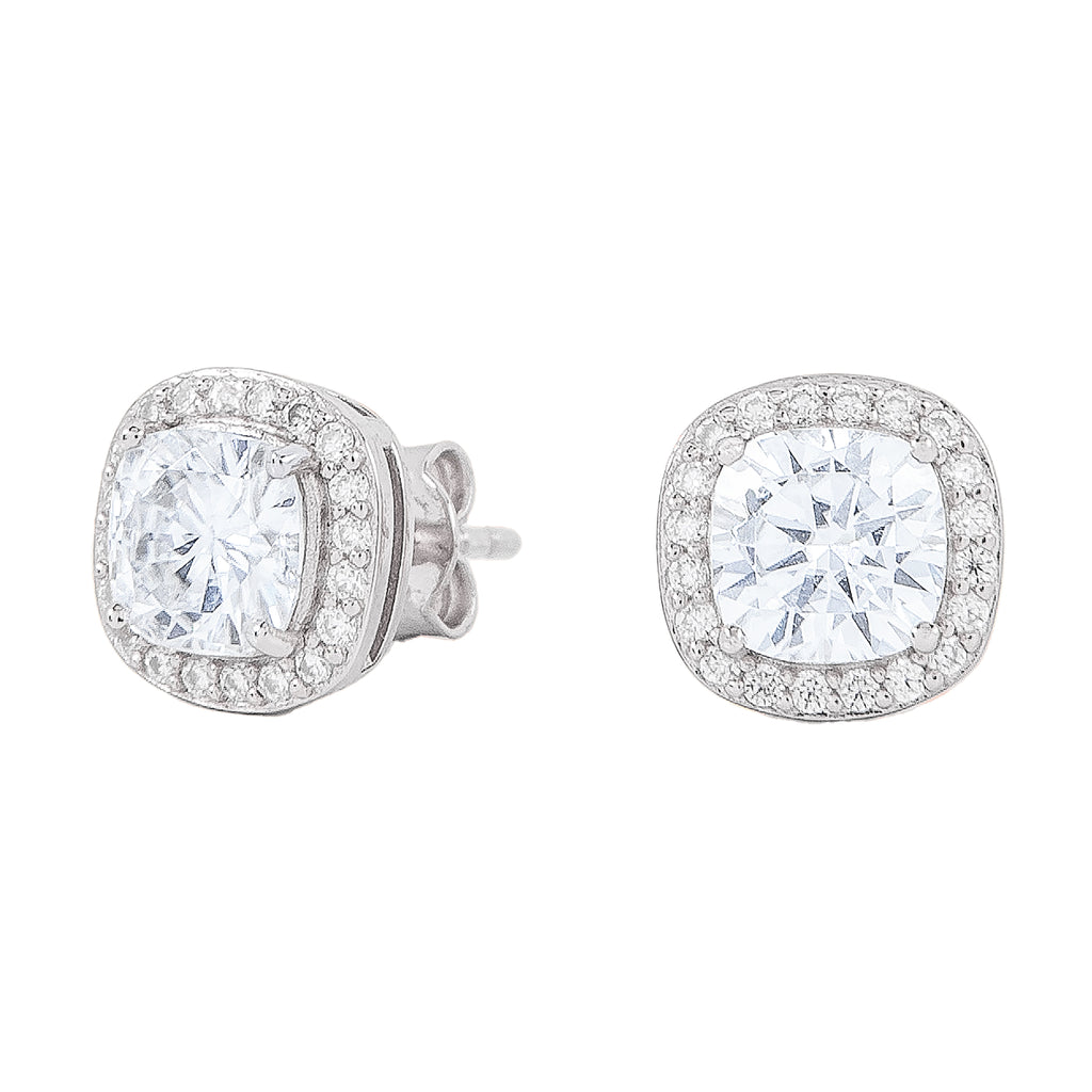 GLD PROMO - WOMEN 2ct 6mm Cushion Cut Lab Grown Diamond Stud Earrings in Solid White Gold/VS Lab
