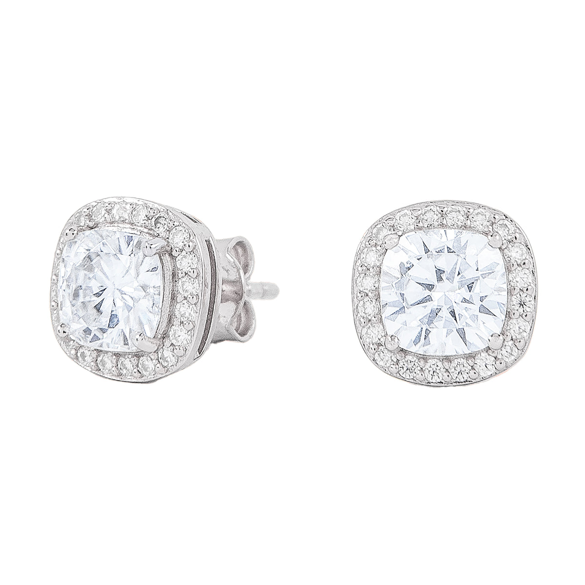 GLD PROMO - WOMEN 0.75ct Cushion Cut Lab Grown Diamond Stud Earrings in Solid White Gold/SI Lab
