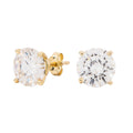 GLD Men 8MM Round Cut Moissanite Diamond Stud Earrings in Yellow Gold Vermeil