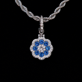 GLD Women Blue Flower Clip On Pendant - White Gold