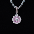 GLD PROMO SETS - WOMEN Pink Flower Stone Clip On Pendant - White Gold