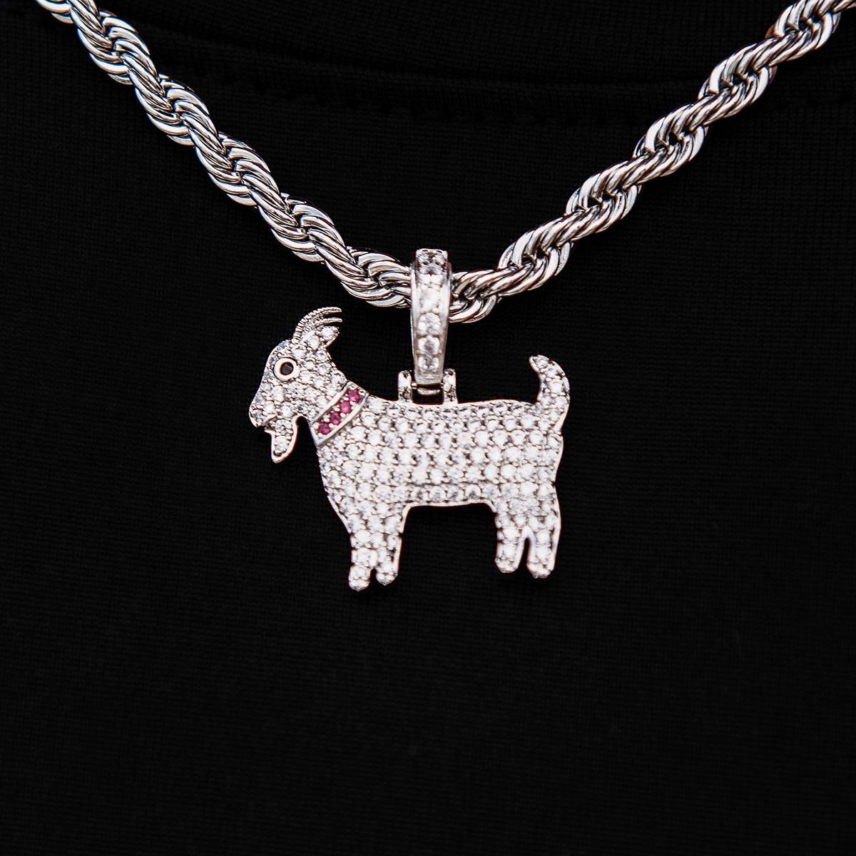 GLD Youth Micro GOAT Pendant in White Gold
