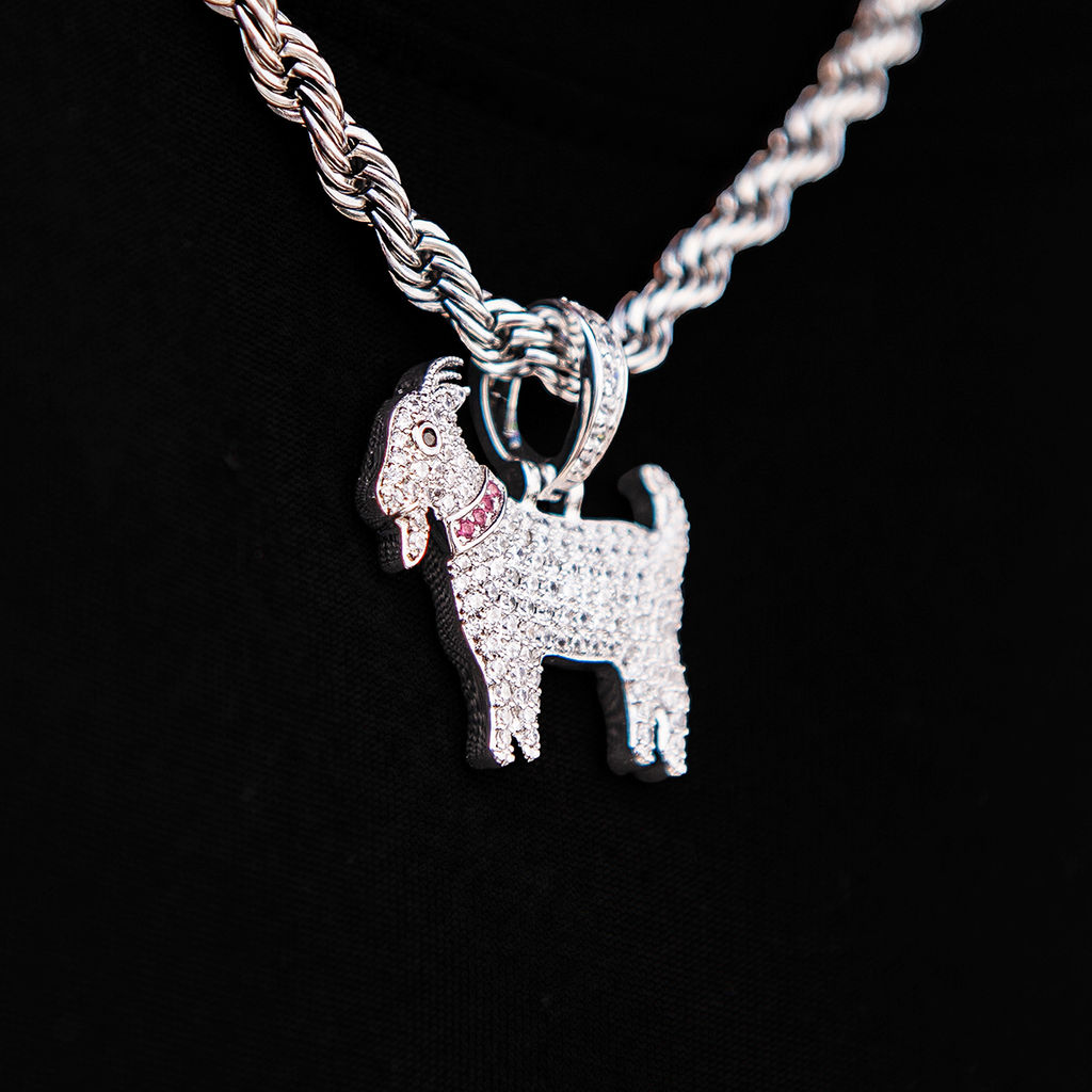 GLD Youth Micro GOAT Pendant in White Gold