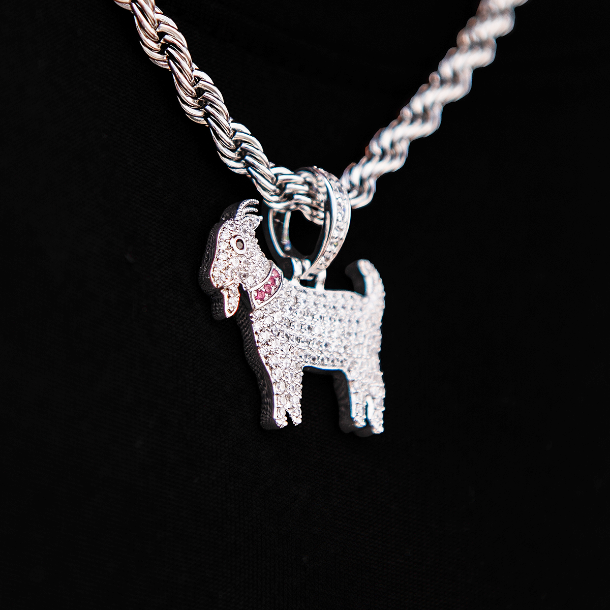 GLD Youth Micro GOAT Pendant in White Gold