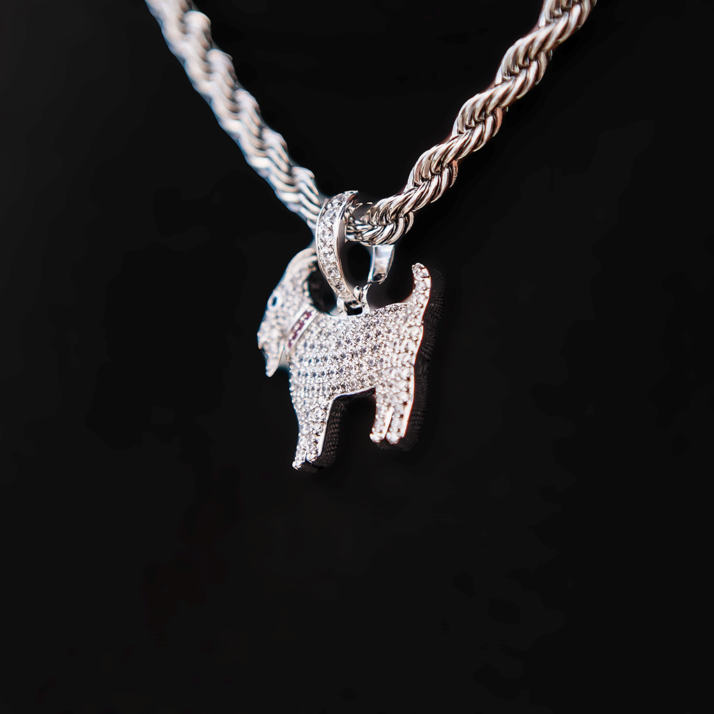 GLD Youth Micro GOAT Pendant in White Gold