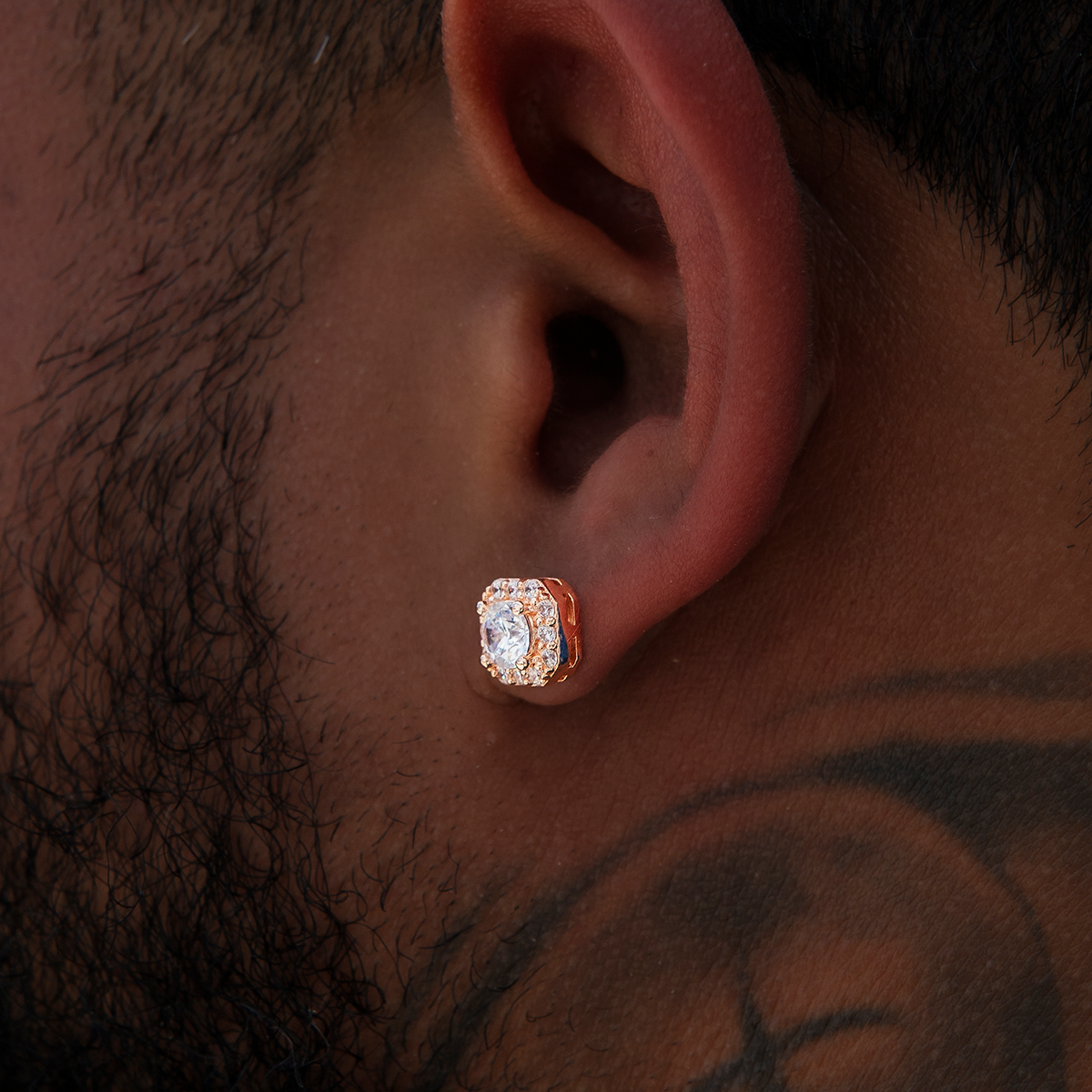 GLD Men GLD Micro Clustered Diamond Earrings - Rose Gold